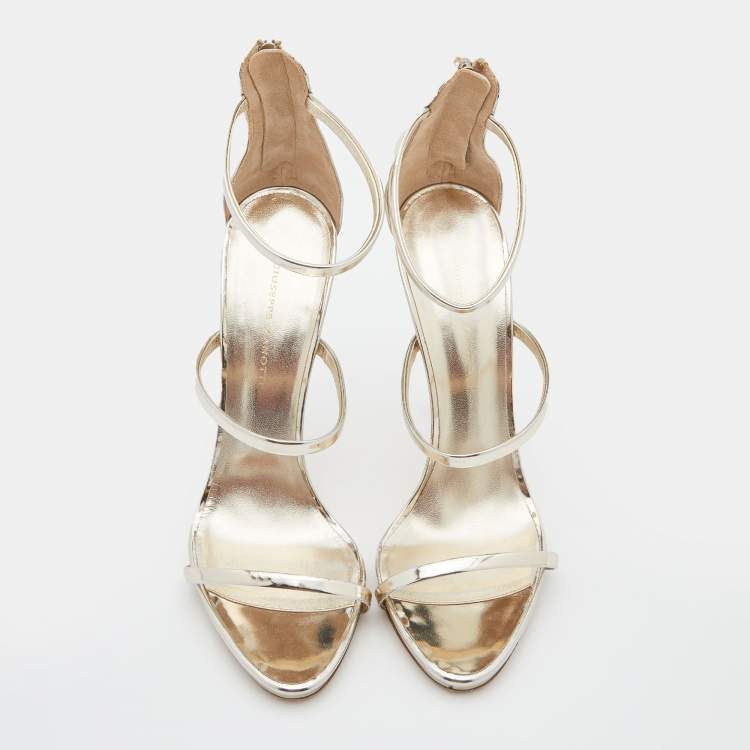 Pre Owned Giuseppe Zanotti Metallic Leather Harmony Ankle Strap Sandals Size 40