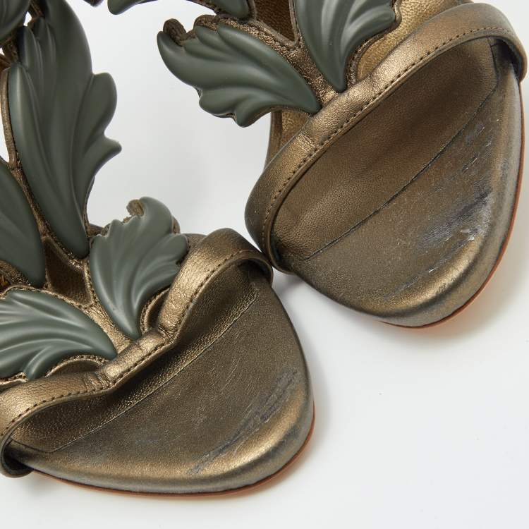 مملوكة مسبقًا Giuseppe Zanotti Olive Green Leather Cruel Summer Ankle Strap Sandals Size 38