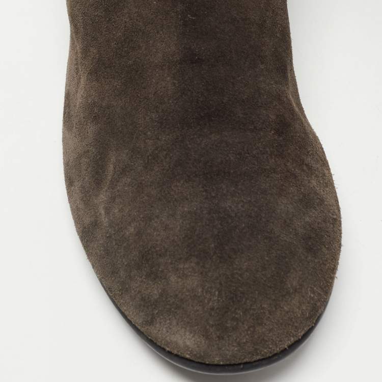 Pre Owned Giuseppe Zanotti Brown Suede Knee Length Boots Size 41