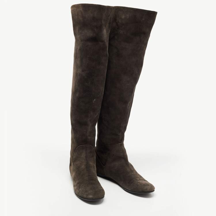 Pre Owned Giuseppe Zanotti Brown Suede Knee Length Boots Size 41