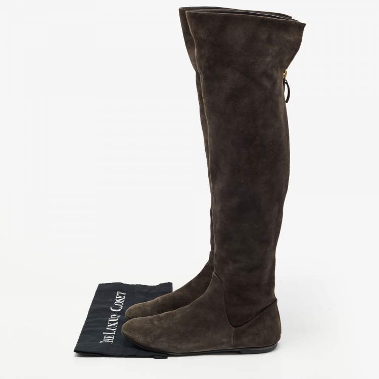 Pre Owned Giuseppe Zanotti Brown Suede Knee Length Boots Size 41