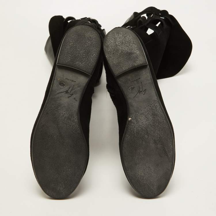 Pre Owned Giuseppe Zanotti Black Suede Over The Knee Length Boots Size 40.5 