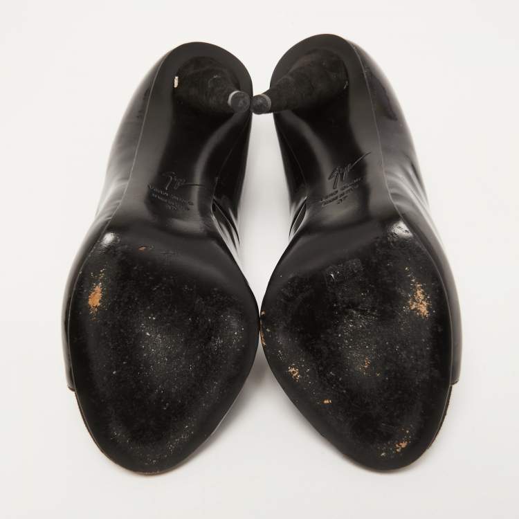Pre Owned Giuseppe Zanotti Black Patent Leather Open Toe Pumps Size 37