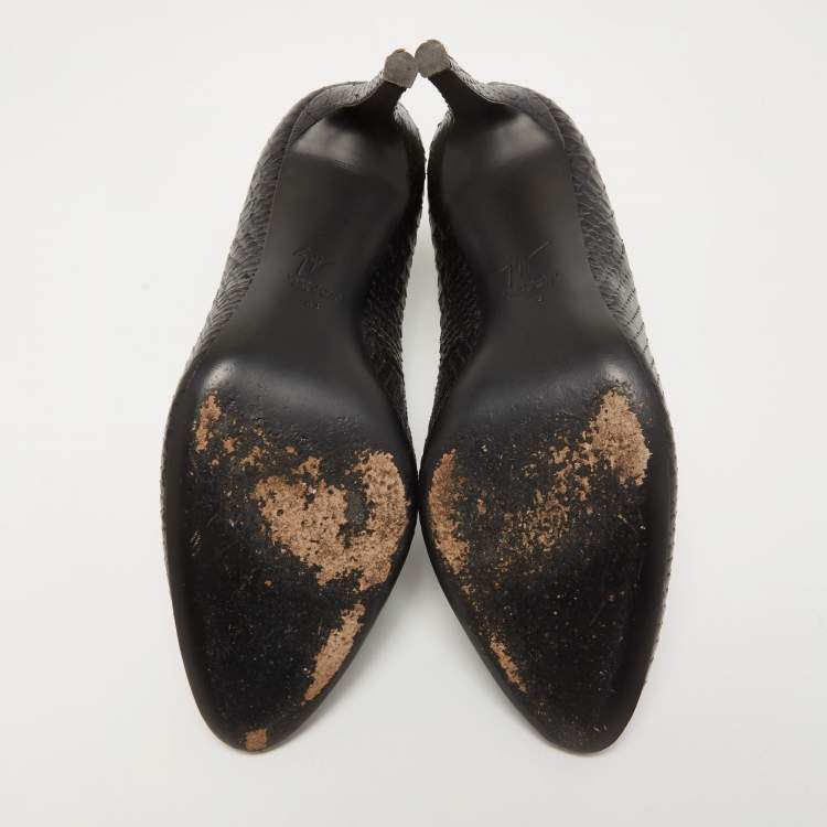مملوكة مسبقًا Giuseppe Zanotti Black Python Embossed Leather Zip Embellished Pumps Size 40