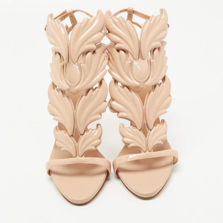 Pre Owned Giuseppe Zanotti Peach Patent Leather Cruel Sandals Size 40