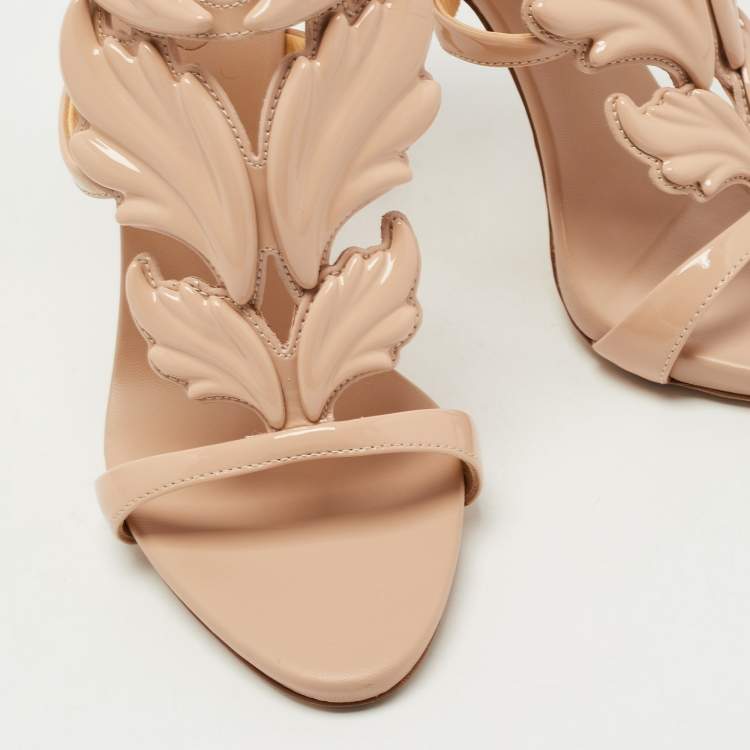 Pre Owned Giuseppe Zanotti Peach Patent Leather Cruel Sandals Size 40