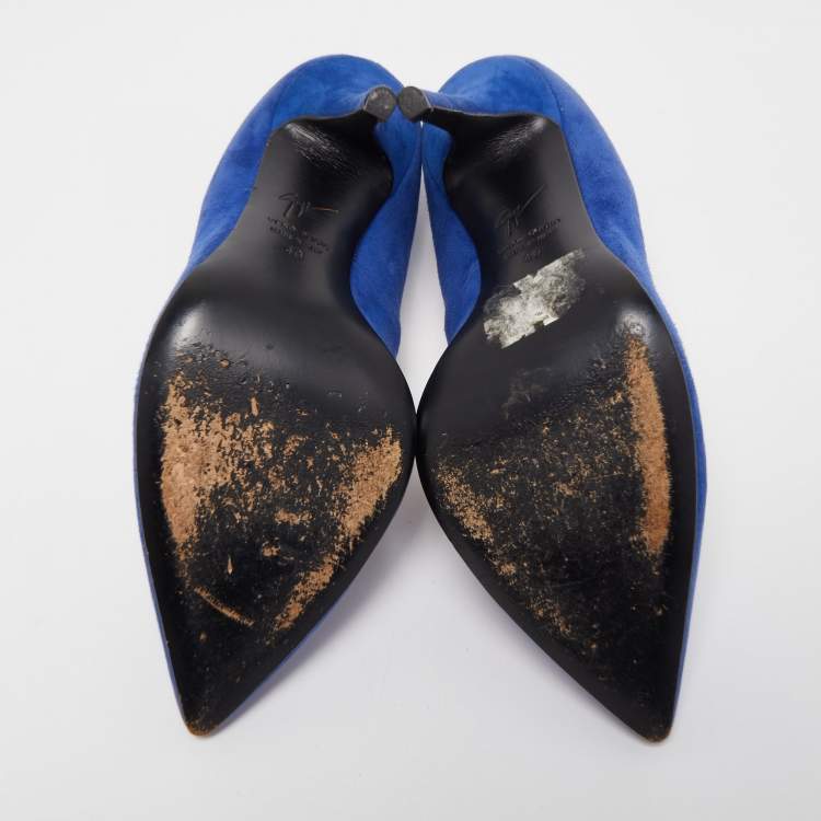 مملوكة مسبقًا Giuseppe Zanotti Blue Suede Pointed Toe Pumps Size 40
