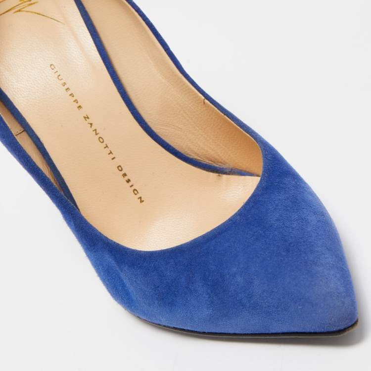 مملوكة مسبقًا Giuseppe Zanotti Blue Suede Pointed Toe Pumps Size 40