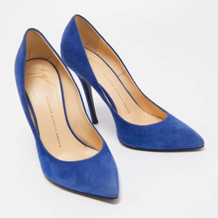 مملوكة مسبقًا Giuseppe Zanotti Blue Suede Pointed Toe Pumps Size 40