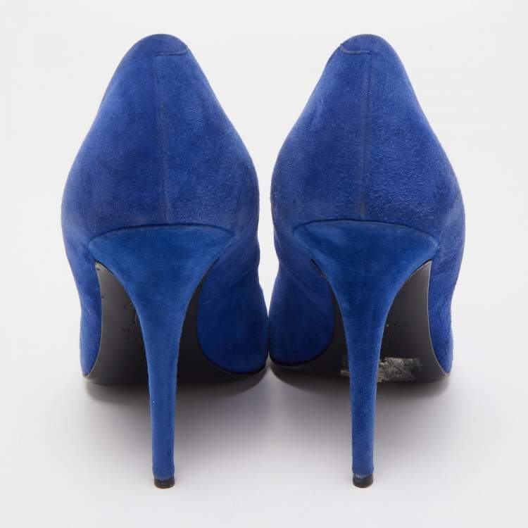 مملوكة مسبقًا Giuseppe Zanotti Blue Suede Pointed Toe Pumps Size 40