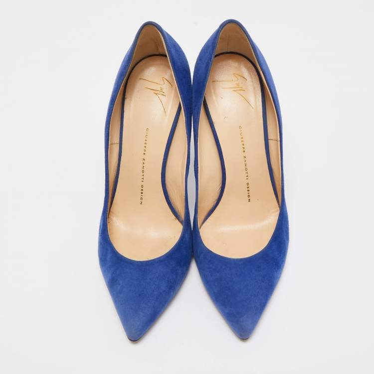 مملوكة مسبقًا Giuseppe Zanotti Blue Suede Pointed Toe Pumps Size 40