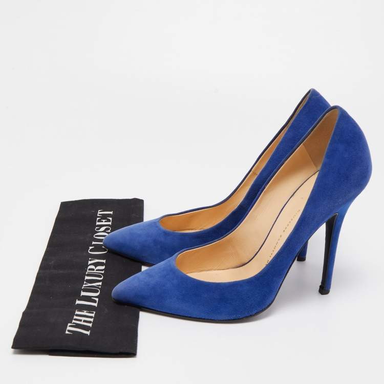 مملوكة مسبقًا Giuseppe Zanotti Blue Suede Pointed Toe Pumps Size 40