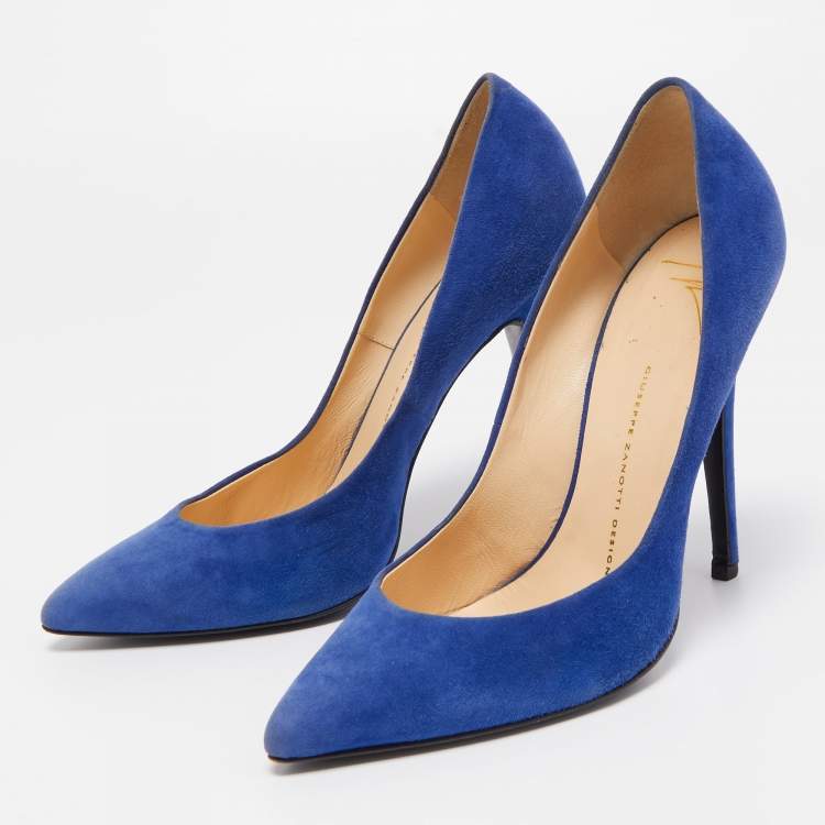 مملوكة مسبقًا Giuseppe Zanotti Blue Suede Pointed Toe Pumps Size 40
