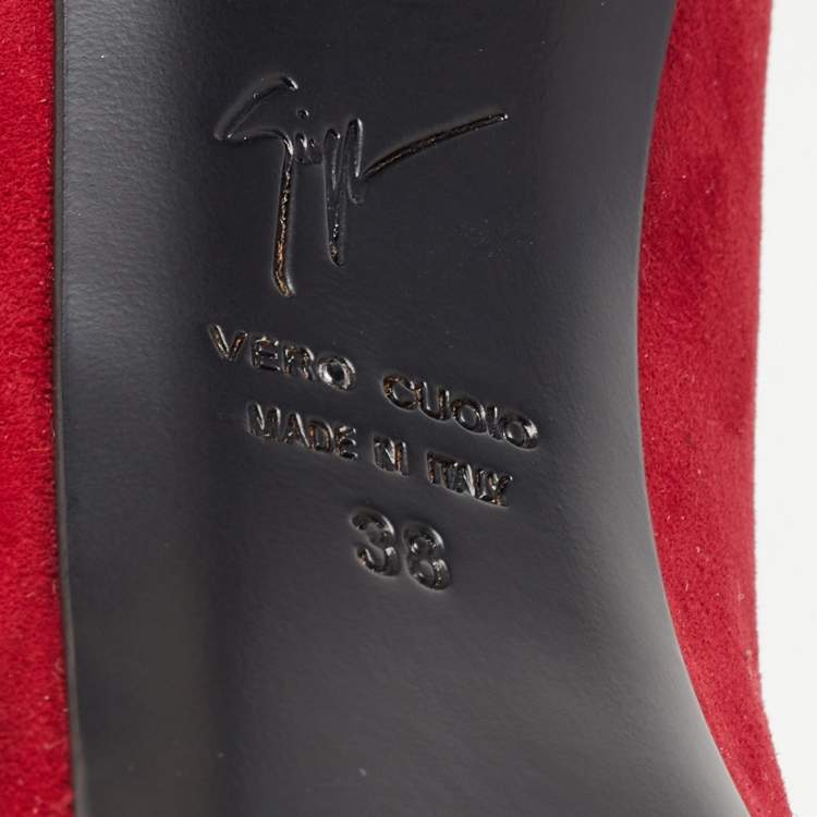Pre Owned Giuseppe Zanotti Dark Red Suede Sharon Platform Pumps Size 38