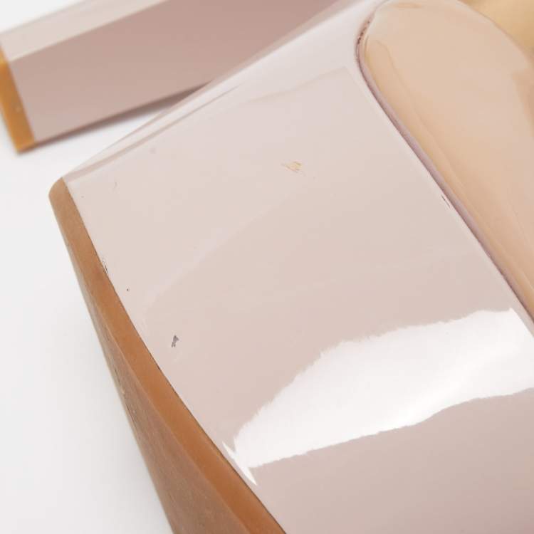 Pre Owned Giuseppe Zanotti Beige Patent Leather Lavinia Platform Sandals Size 41