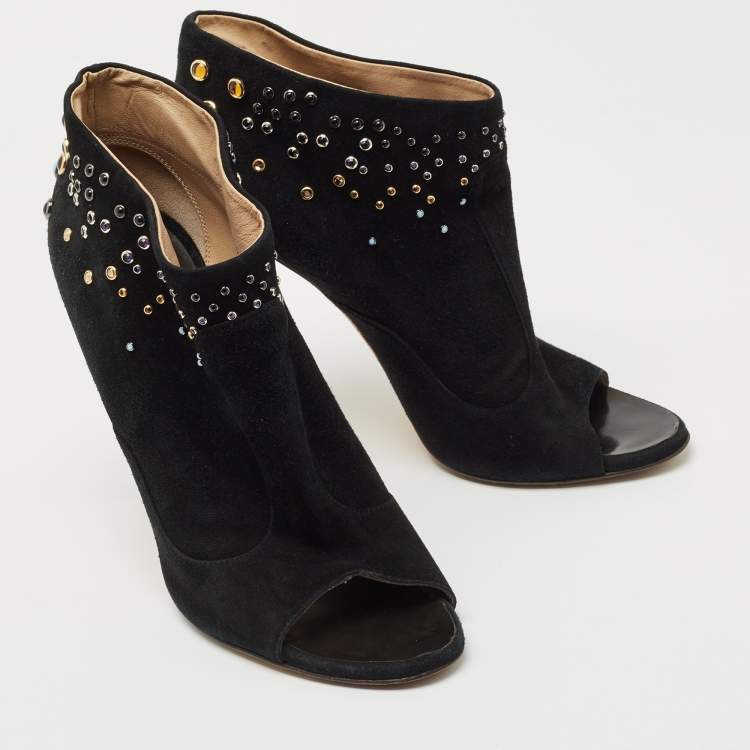 Pre Owned Giuseppe Zanotti Black Suede Studded Boots Size 41