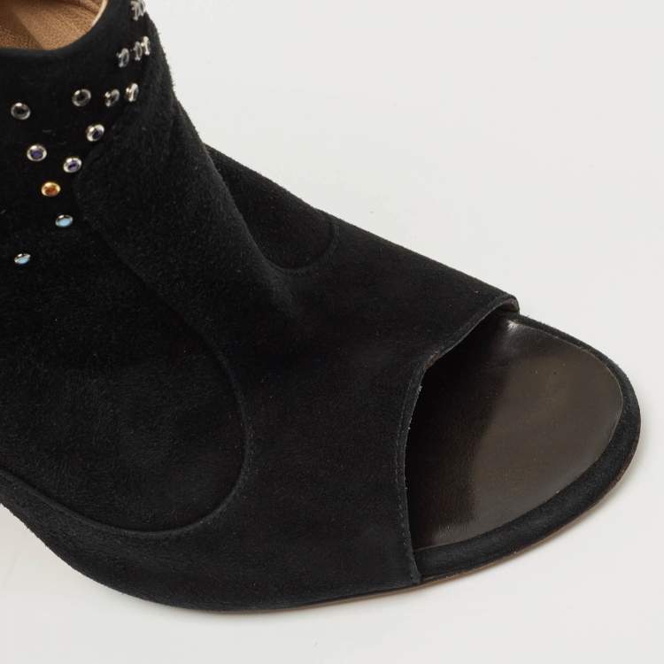 Pre Owned Giuseppe Zanotti Black Suede Studded Boots Size 41