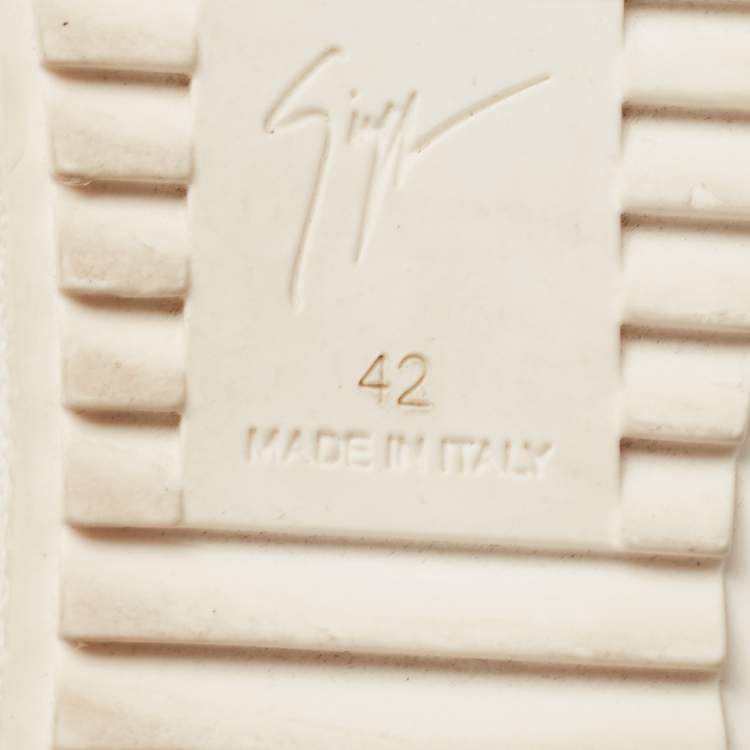 Pre Owned Giuseppe Zanotti White Leather Chain Detail Tumbled Wedge Sneakers Size 42