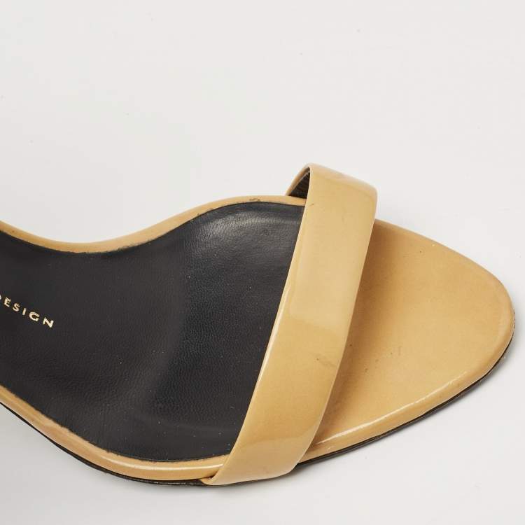 Pre Owned Giuseppe Zanotti Yellow Patent Leather Ankle Cuff Sandals Size 40
