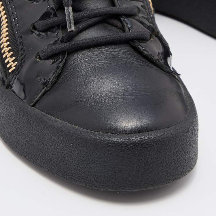 Pre Owned Giuseppe Zanotti Black Leather Gail Low Top Sneakers Size 36