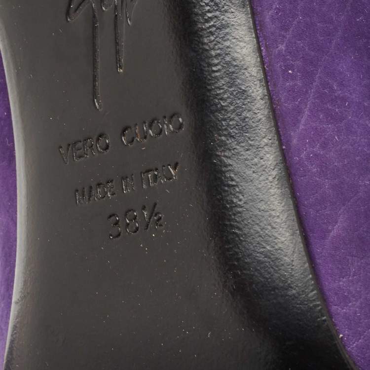 Pre Owned Giuseppe Zanotti Purple Nubuck Leather Ankle Boots Size 38.5