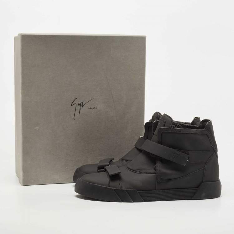 Pre Owned Giuseppe Zanotti Black Leather Shark High Top Sneakers Size 45
