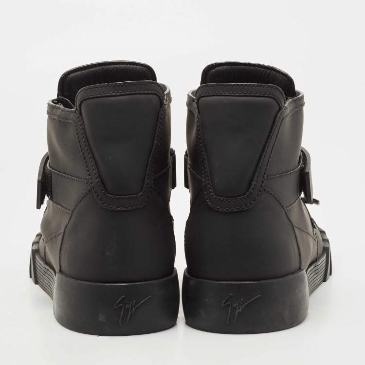 Pre Owned Giuseppe Zanotti Black Leather Shark High Top Sneakers Size 45