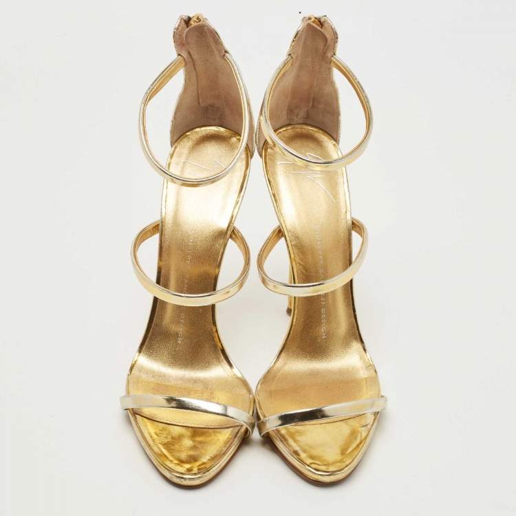 مملوكة مسبقًا Giuseppe Zanotti Gold Leather Harmony Sandals Size 39