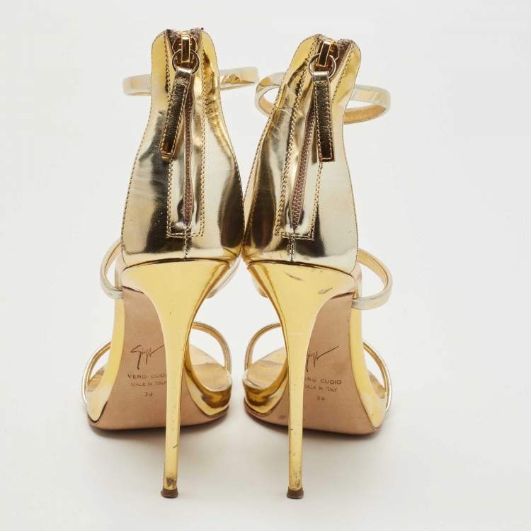 مملوكة مسبقًا Giuseppe Zanotti Gold Leather Harmony Sandals Size 39