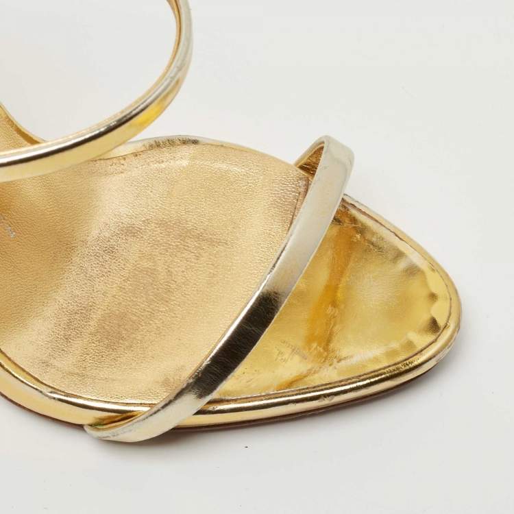 مملوكة مسبقًا Giuseppe Zanotti Gold Leather Harmony Sandals Size 39
