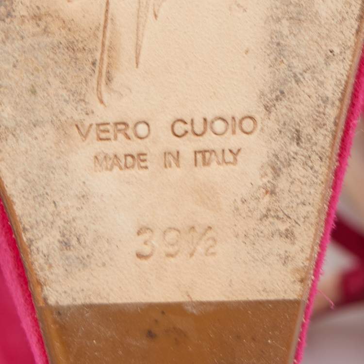 Pre Owned Giuseppe Zanotti Pink Suede Peep Toe Platform Heel Less Ankle Strap Pumps Size 39.5 