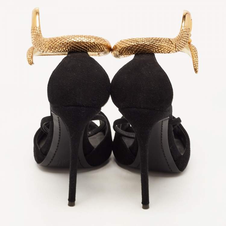 Pre Owned Giuseppe Zanotti Black Suede Nirvana Ankle Strap Sandals Size 35