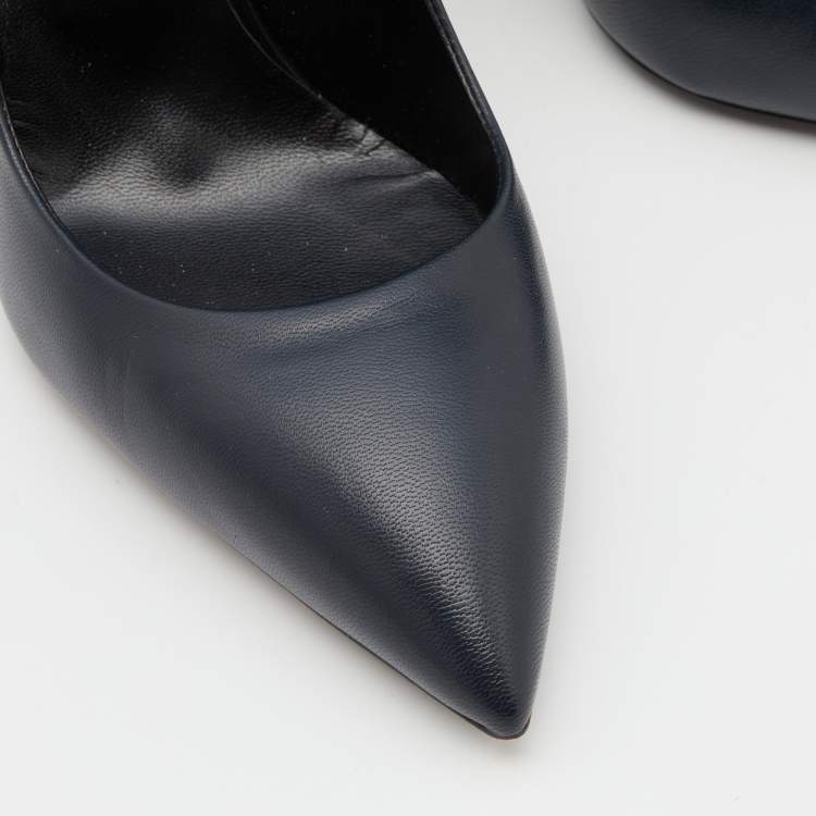 Pre Owned Giuseppe Zanotti Blue Leather Pointed Toe Pumps Size 37