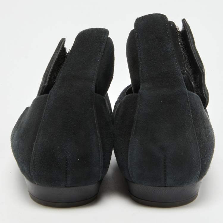 Pre Owned Giuseppe Zanotti Black Suede Ankle Strap Ballet Flats Size 37