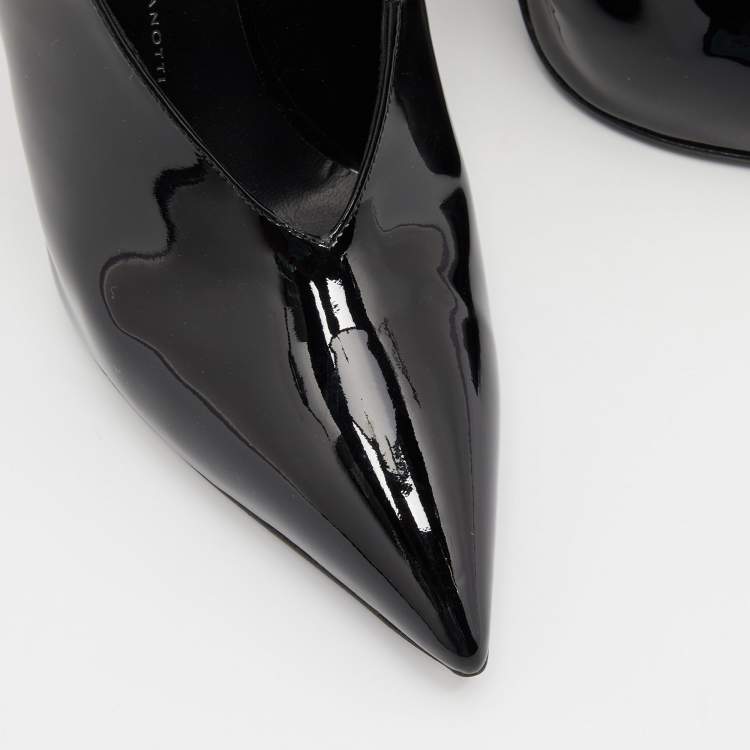 Pre Owned Giuseppe Zanotti Black Patent Leather Slingback Pumps Size 39