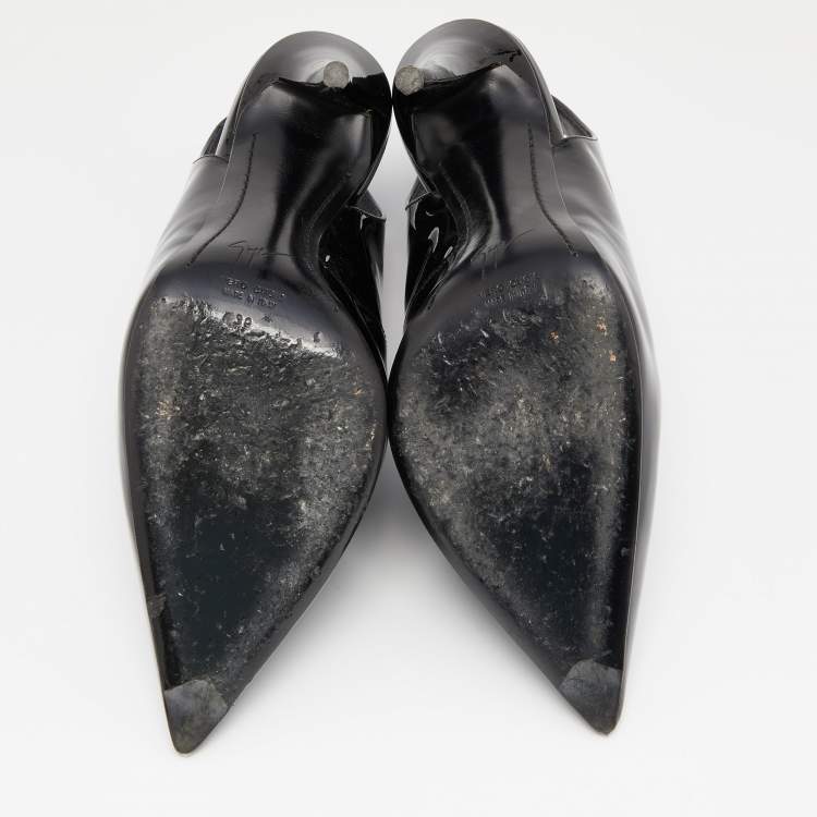Pre Owned Giuseppe Zanotti Black Patent Leather Slingback Pumps Size 39