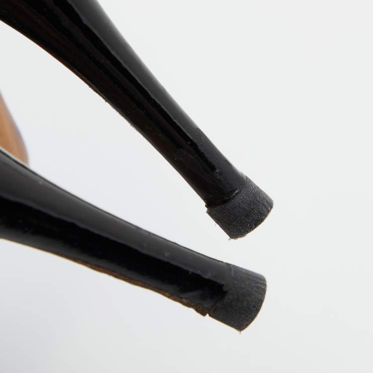 Pre Owned Giuseppe Zanotti Black Patent Leather Open Toe Pumps Size 40