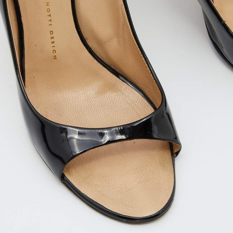 Pre Owned Giuseppe Zanotti Black Patent Leather Open Toe Pumps Size 40