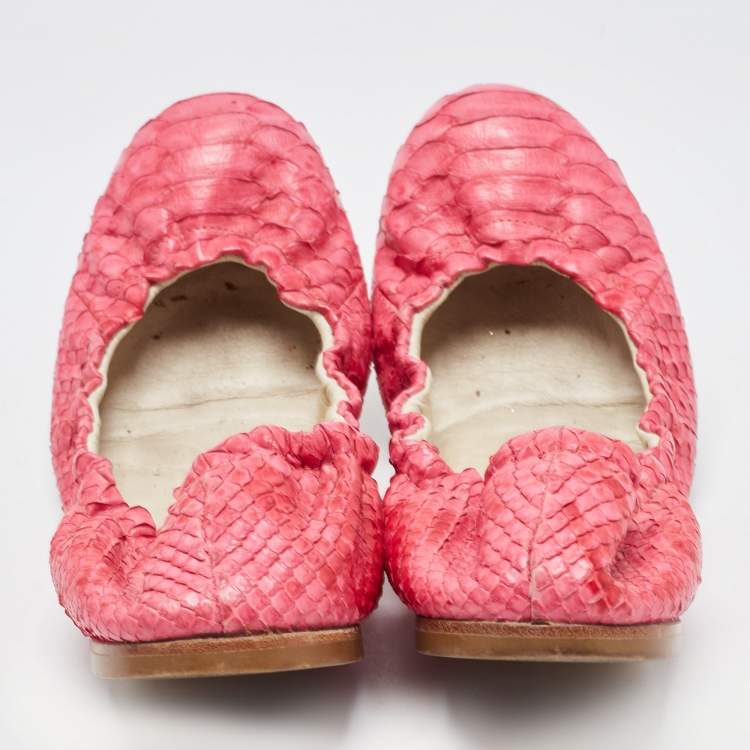Pre Owned Giuseppe Zanotti Pink Python Ballet Flats Size 38.5