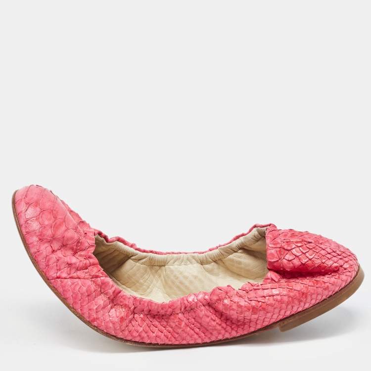 Pre Owned Giuseppe Zanotti Pink Python Ballet Flats Size 38.5