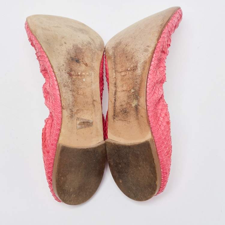 Pre Owned Giuseppe Zanotti Pink Python Ballet Flats Size 38.5