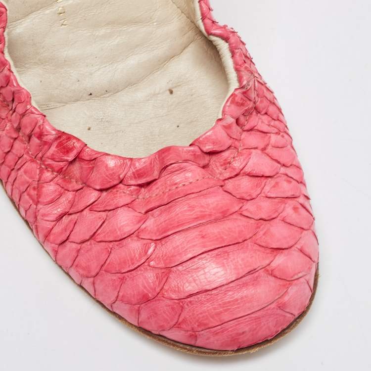 Pre Owned Giuseppe Zanotti Pink Python Ballet Flats Size 38.5