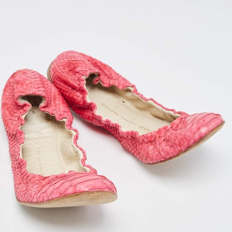 Pre Owned Giuseppe Zanotti Pink Python Ballet Flats Size 38.5