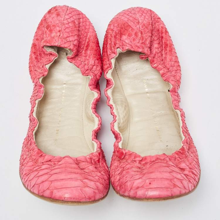 Pre Owned Giuseppe Zanotti Pink Python Ballet Flats Size 38.5
