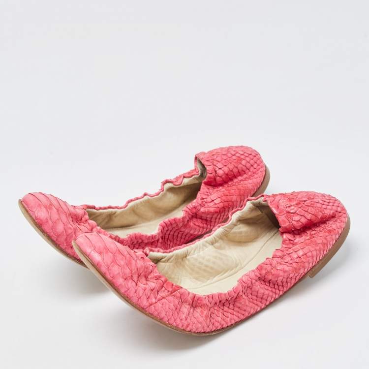 Pre Owned Giuseppe Zanotti Pink Python Ballet Flats Size 38.5