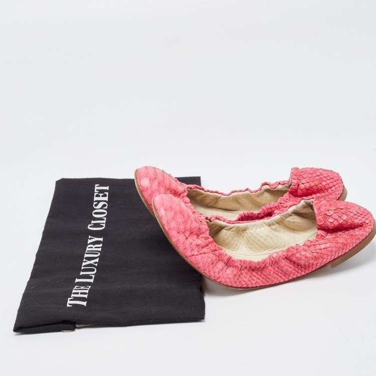 Pre Owned Giuseppe Zanotti Pink Python Ballet Flats Size 38.5