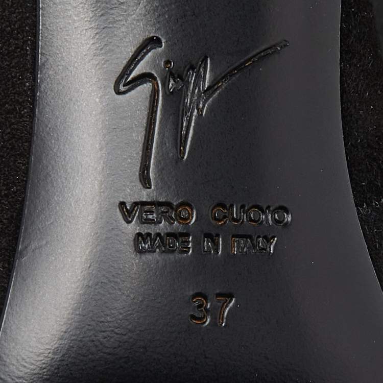 Pre Owned Giuseppe Zanotti Black Suede Booties Size 37