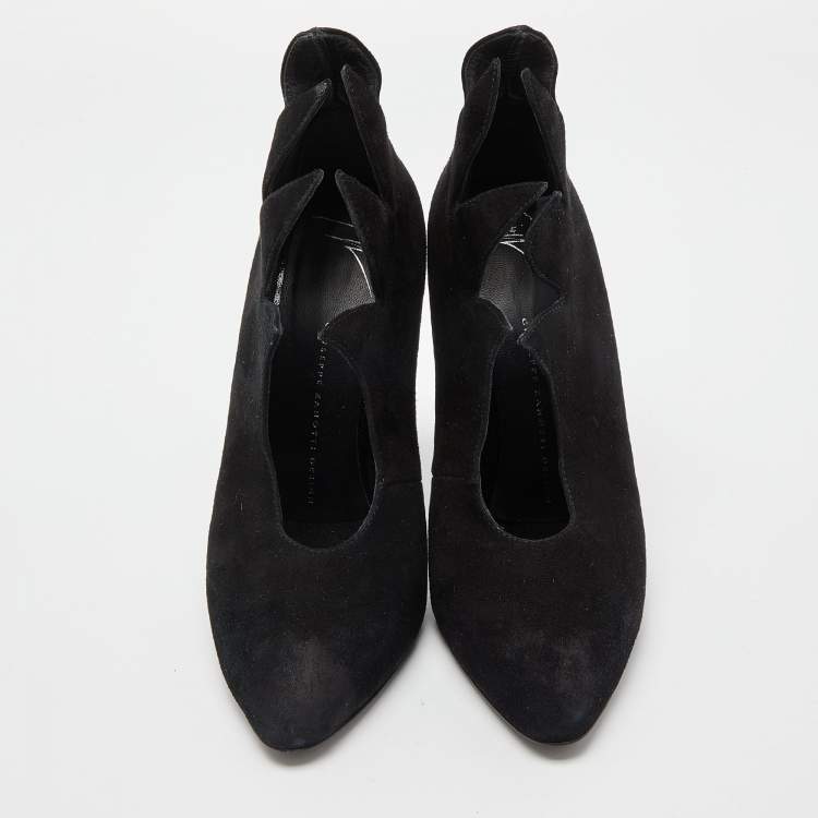 Pre Owned Giuseppe Zanotti Black Suede Booties Size 37