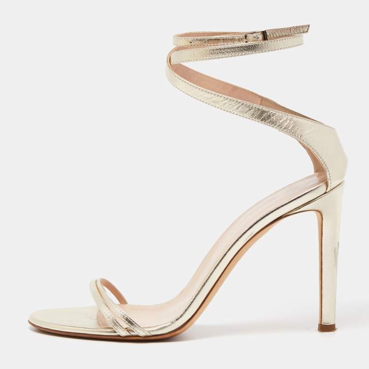 Pre Owned Giuseppe Zanotti Gold Leather Catia Sandals Size 38