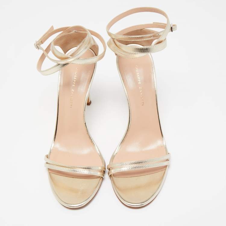 Pre Owned Giuseppe Zanotti Gold Leather Catia Sandals Size 38
